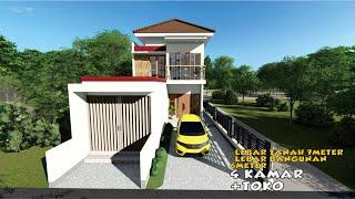 Desain Rumah Toko Minimalis Tropis Lebar 6 Meter