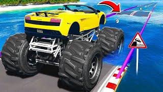 CAN A GIANT LAMBO CROSS A HUGE WATER PIT IN GTA 5? EXPERIMENT IN GTA 5!