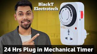 24 Hour Plug-in Mechanical Timer Switch | Auto Light ON OFF Timer Switch (Blackt Electrotech BT41PM)