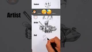 Deadpool & Wolverine 2024 how to draw Deadpool easy drawing Dad vs Artist #comics #sketch #movie