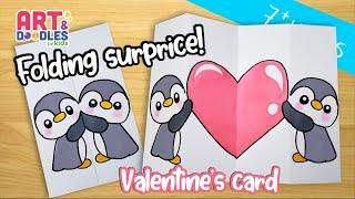 How to draw VALENTINE'S CARD  |  FOLDING SURPRISE