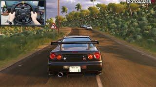 Assetto Corsa - Nissan Skyline GT-R R34 Nismo Omori at Union Island | Moza DD R9 Gameplay