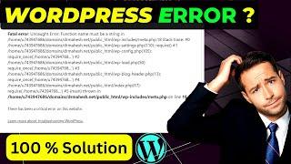 fatal error uncaught error function name must be a string in | WordPress Error Solution