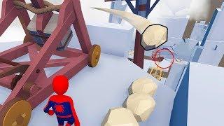 БИТВА КАТАПУЛЬТ В HUMAN FALL FLAT | пластилиновые герои Володя Человек Паук и Железный Человек