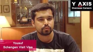 Y-Axis Customer review Yousuf Testimonials On Visit Visa Processing For Schengen.