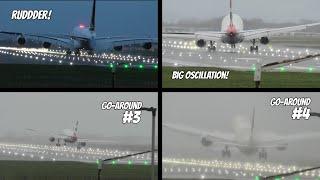 LIVE: WIndy Landings at London Heathrow Airport - Lots of Go-Arounds!