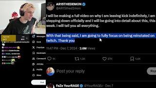 xQc Reacts to Adin Ross Leaving Kick & being Reinstated on Twitch