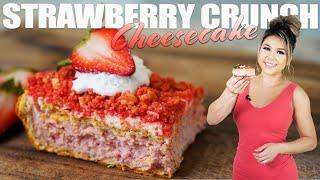 Melt in Your Mouth STRAWBERRY CRUNCH CHEESECAKE BARS | Strawberry Churro Cheesecake