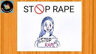 How to draw STOP  RAPE save girl poster || Stop violation against women