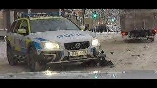 Grand Theft Auto STOLEN truck! Police V90 Cross Country in snowy Sweden! Active Driving Encounters
