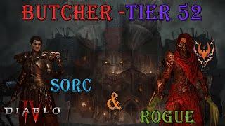 Butcher Tier 52 against Rogue / Sorceress Duo | Rogue | World Tier IV | Diablo IV