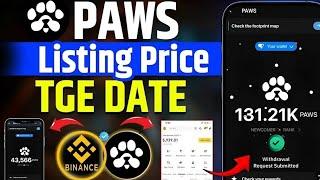 Paws Snapshot Update | Paws Listing Date | Paws Last Task | Paws TGE Date