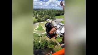 Stomach-turning moment woman plunges 141ft from a bungee jump platform without a rope in terrifying