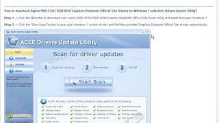 Acer Aspire 5920 4732z 5520 6930 Graphics Bluetooth Official Site Driver Utility For Windows 7