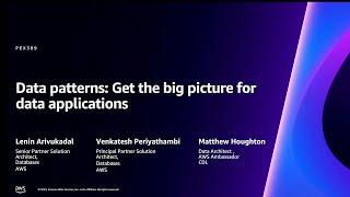 AWS re:Invent 2023 - Data patterns: Get the big picture for data applications (PEX309)