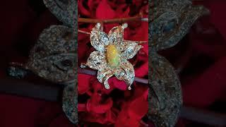 Handmade Holiday Gifts: Opal Flower Necklace/Brooch  