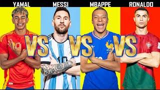 Comparison:  Ronaldo Versus Messi Versus Mbappé Versus Yamal.