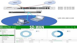 Fortigate Firewall SD-WAN Configuration | How to connect 2 Internet links to Fortigate  |  SD-WAN |