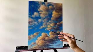 How to Make Your Acrylic Paintings Look Like Oils | EASY Realistic Cloud Painting