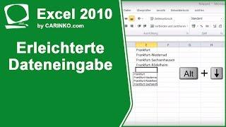 MS Office Excel 2010 erleichterte Dateneingabe  - carinko.com