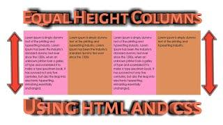Equal height columns using html and css