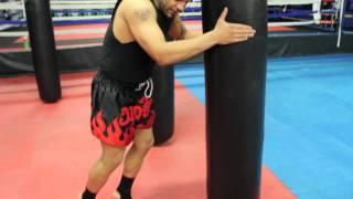 JMTK Head Trainer Andy Zerger Demonstrates a Muay Thai Knee Drill on Heavy Bag