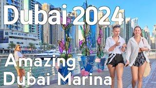 Dubai [4K] Amazing Dubai Marina Walking Tour 2024 
