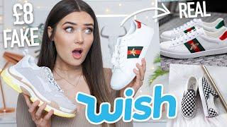 TRYING FAKE DESIGNER SHOES FROM WISH... REAL VS FAKE!