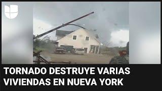 En video: Tornado toca tierra en Nueva York y deja viviendas destruidas y varios heridos