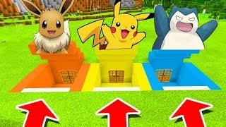 Minecraft PE : DO NOT CHOOSE THE WRONG SECRET BASE! (Eevee, Pikachu & Snorlax)