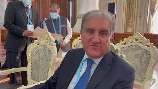 Foreign Minister Shah Mahmood Qureshi talks to media at SCO, Dushanbe