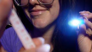 ASMR Up-Close & Personal Face Measuring w Bright Lights - personal attention, unintelligible whisper