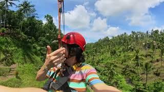 Yogi  on a Zipline in Bali Tagalalang  Rice Field - 360 footage