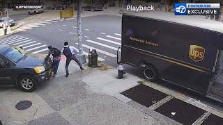 Pickup truck jumps curb, plows into 2 men on sidewalk in Manhattan