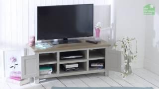 Chester Grey Painted Large Widescreen TV Unit with Oak Top