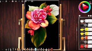 Digital Painting: Traditional Colors Flower - Realistic Paint Studio