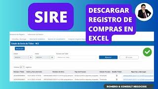 ¿Cómo descargar el registro de compras del SIRE y pasarlo a Excel?|Paso a paso