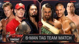 John Cena, Reings & Jericho Vs Seth Rollins, Randy Orton & Kane - RAW 6-Man Tag Team (español)