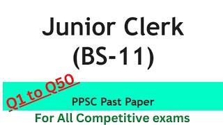 Junior Clerk Paper PPSC | PPSC Past Papers | Junior Clerk Complete Solved Past Paper