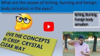 What are the causes of Itching, burning and foreign body sensation in the eyes?