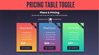 Pricing Table With CSS Switch Toggle | Content Toggle