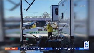 Plane crashes at NHRA Finals in L.A. County, 4 injured