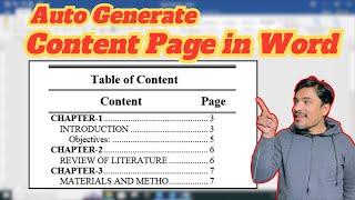 How to  Make a Content Page in the MS World Automatically - Zeeinfotech