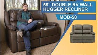 RecPro Charles 58" Double RV Wall Hugger Recliner Sofa RV Loveseat