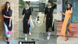 New Log kurti/kurta Designs with jeans college wear outfits for girls/ girls must watch