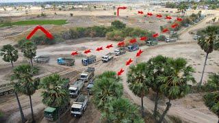 WOW ! Incredible Many Dump Truck  Excavator And Bulldozer In Operator Filling Big Pond With Mud Rock