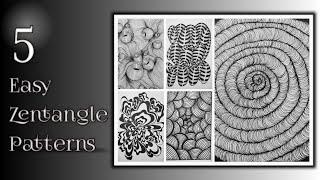 5 Easy Zentangle Patterns for Beginners | Zentangle Art Tutorials | Zentangle Ideas