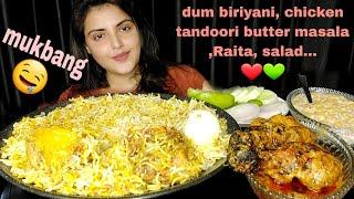 ASMR EATING: Chicken Biryani with Chicken Tengri Butter Masala, Raita, Mukbang Eating Show