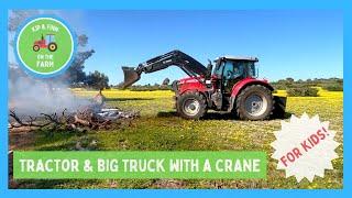 Big Truck with Crane, Tractor Working & Farm Animals | Kids Farm Videos