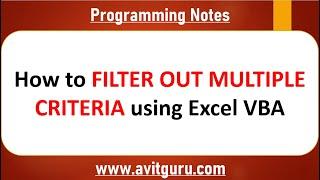 How to filter out multiple criteria using excel VBA